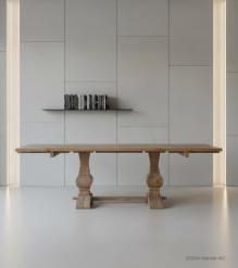 SOLID WOOD PEDESTAL EXTENSION DINING TABLE