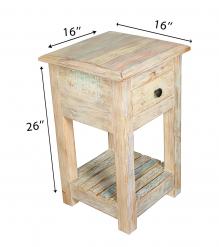 SOLID RECLAIMED TEAK WOOD END TABLE / NIGHT STAND