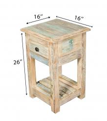 SOLID RECLAIMED TEAK WOOD END TABLE / NIGHT STAND