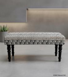 UPHOLSTERED CLOTH & SOLID WOOD BENCH