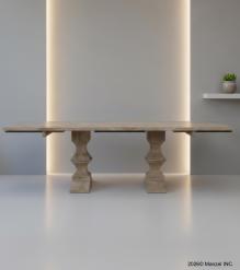 SOLID WOOD PEDESTAL EXTENSION DINING TABLE