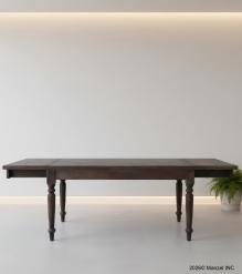EXTENDABLE SOLID WOOD DINING TABLE W/ SELF-STORING EXTENSIONS