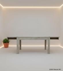 EXTENDABLE SOLID WOOD DINING TABLE W/ SELF-STORING EXTENSIONS