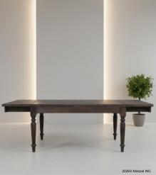 EXTENDABLE SOLID WOOD DINING TABLE W/ SELF-STORING EXTENSIONS