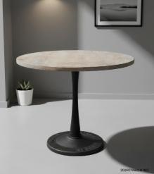 ROUND SOLID WOOD TOP & IRON BASE TABLE