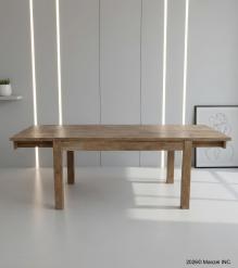 EXTENDABLE SOLID WOOD DINING TABLE W/ SELF-STORING EXTENSIONS