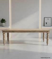SOLID WOOD DINING TABLE W/ TURNED LEG