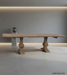 SOLID WOOD PEDESTAL TRESTLE TABLE W / EXTENSIONS