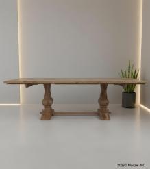 SOLID WOOD PEDESTAL TRESTLE TABLE W / EXTENSIONS