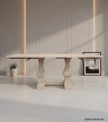 SOLID WOOD PEDESTAL EXTENSION DINING TABLE