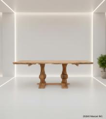 SOLID WOOD PEDESTAL EXTENSION DINING TABLE