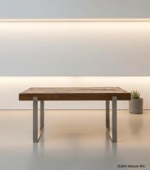 SOLID WOOD RECLAIMED TEAK DINING TABLE W/ METAL BASE - INCREDIBLY THICK & BEAUTIFUL