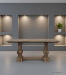 SOLID WOOD DINING TABLE W/ PEDESTAL BASE