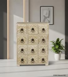 SOLID WOOD HAND CARVED 12 DRAWER CHEST