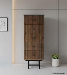 SOLID WOOD & IRON TALL CHEST 