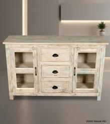 SOLID RECLAIMED TEAK WOOD & GLASS SIDEBOARD