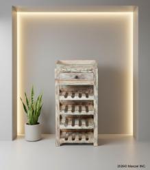 SOLID RECLAIMED TEAK WOOD WINE BAR W/ DRAWER & TRAY