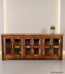SOLID RECLAIMED TEAK WOOD & GLASS SIDEBOARD