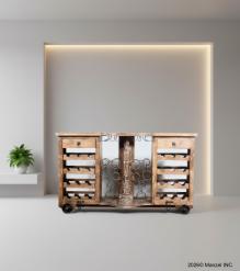 SOLID RECLAIMED TEAK WOOD & IRON BAR