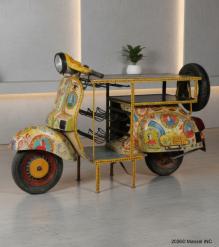 BOHO HAND PAINTED MULTI COLOR SCOOTER WINE RACK