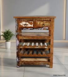 SOLID RECLAIMED TEAK WOOD WINE CABINET