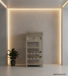 SOLID WOOD WINE BAR W/ SHELVES, DRAWER & TRAY