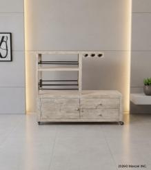 SOLID WOOD BAR TROLLY