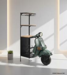 SOLID WOOD & IRON SCOOTER WINE RACK