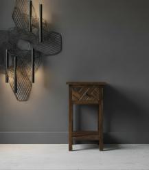 SOLID WOOD & IRON END TABLE