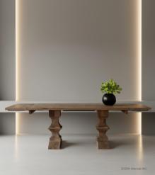 SOLID WOOD PEDESTAL EXTENSION DINING TABLE