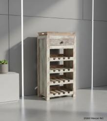 SOLID RECLAIMED TEAK WOOD WINE BAR W/ DRAWER & TRAY