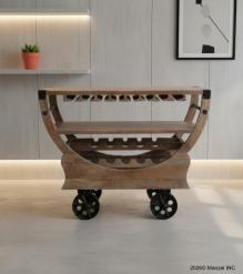 SOLID WOOD BAR TROLLY