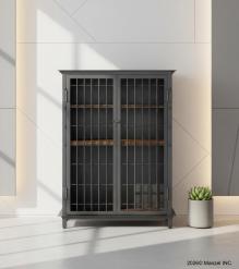 SOLID WOOD & IRON LIQUOR WINE CABINET