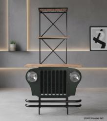 SOLID WOOD & IRON JEEP INSPIRED WINE RACK
