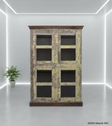 VINTAGE RECLAIMED TEAK WOOD & GLASS CABINET DISPLAY CASE