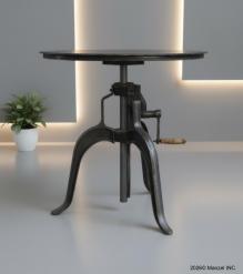 ADJUSTABLE HEIGHT IRON CRACK ROUND TABLE