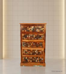 Solid Reclaimed Teak Wood Dresser Bureau Chest w/ Carved Detail