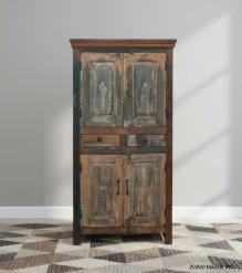 SOLID RECLAIMED TEAK WOOD 4 DOOR, 2 DRAWER CABINET