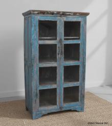 VINTAGE RECLAIMED TEAK WOOD & GLASS CABINET DISPLAY CASE