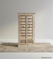 RECLAIMED CARVED WOOD STORAGE CABINET W/ IRON DETAILS