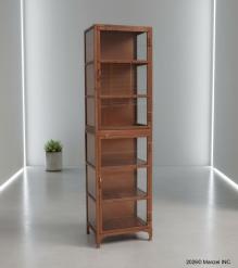 SOLID CARVED WOOD + METAL DOUBLE DOOR CABINET