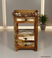 SOLID RECLAIMED TEAK WOOD 3 DRAWER END TABLE / NIGHT STAND