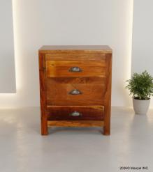 SOLID RECLAIMED TEAK WOOD END TABLE / NIGHTSTAND W/ 3 DRAWERS