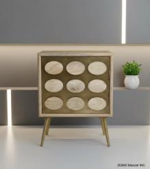 WOOD & DECORATIVE METAL SIDE TABLE