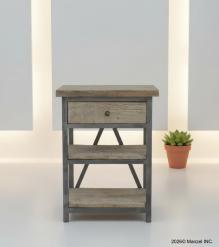 SOLID WOOD & IRON NIGHTSTAND / END TABLE