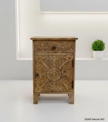 SOLID HAND CARVED WOOD NIGHTSTAND / END TABLE