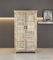 SOLID RECLAIMED TEAK WOOD  2 DOOR WARDROBE CABINET ARMOIRE