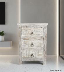 SOLID RECLAIMED TEAK WOOD 3 DRAWER END TABLE /  BEDSIDE