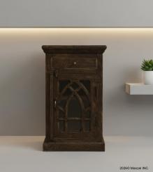 SOLID WOOD & GLASS NIGHTSTAND END TABLE