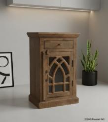 SOLID WOOD & GLASS NIGHTSTAND END TABLE